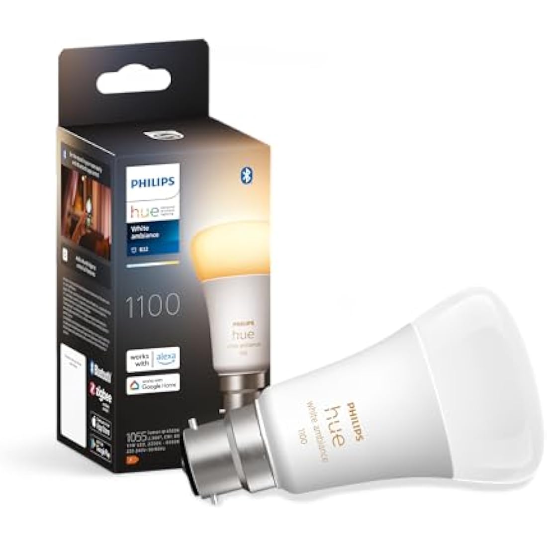 Philips Hue White Ambiance Smart LED Bulb – B22 Bayonet, 1100 Lumens