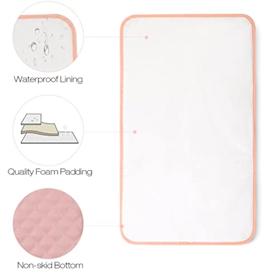 Lekebaby Portable Baby Changing Mat – Waterproof Foldable Nappy Pad, Pink