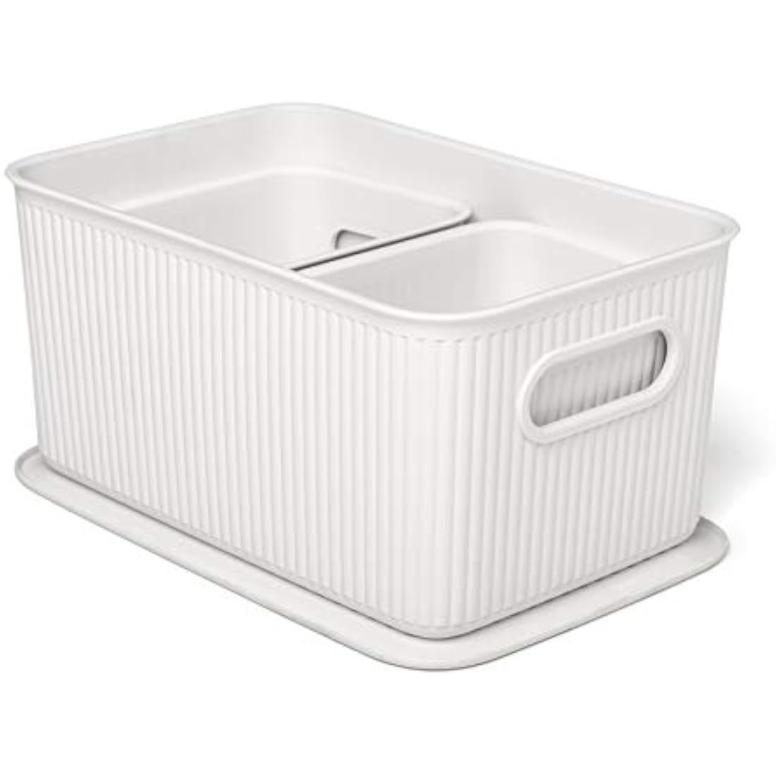 TATAY Baobab Organizer Boxes with Lids - 3 Piece Set, Pergamon White