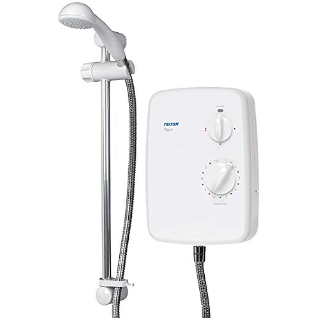 Triton Agio Electric Shower | 8.5kW White & Chrome Unit with Hose