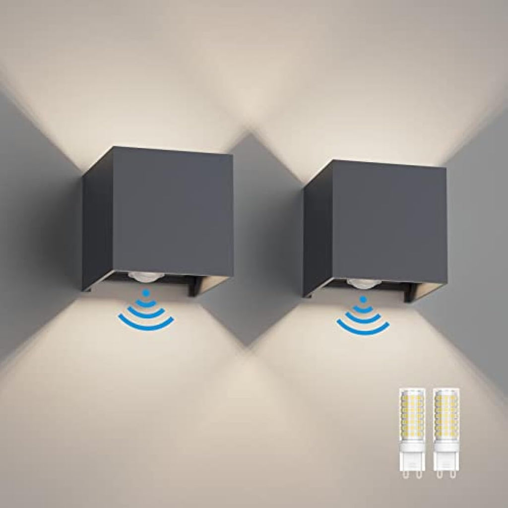Klighten Outdoor Wall Light with Motion Sensor - IP54 Waterproof 2PCS
