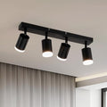 Gr4tec 4-Way Black Ceiling Spotlight Bar | Rotatable GU10 Modern Light