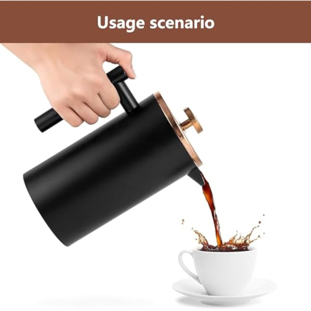Wrobic French Press Coffee Maker – 34oz Insulated Stainless Steel Brewer