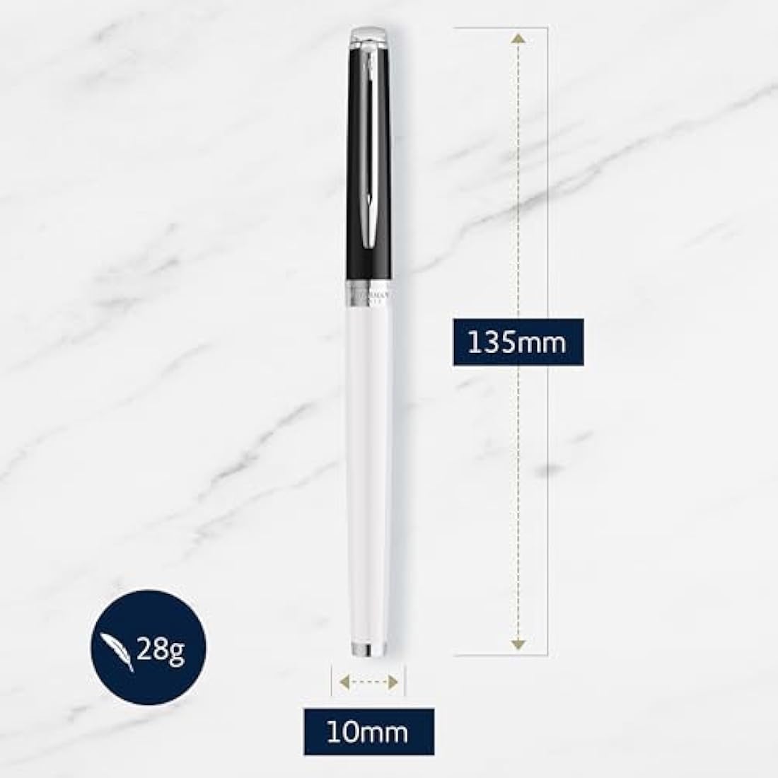 Waterman Hémisphère Fountain Pen – Black & White Lacquer, Fine Nib