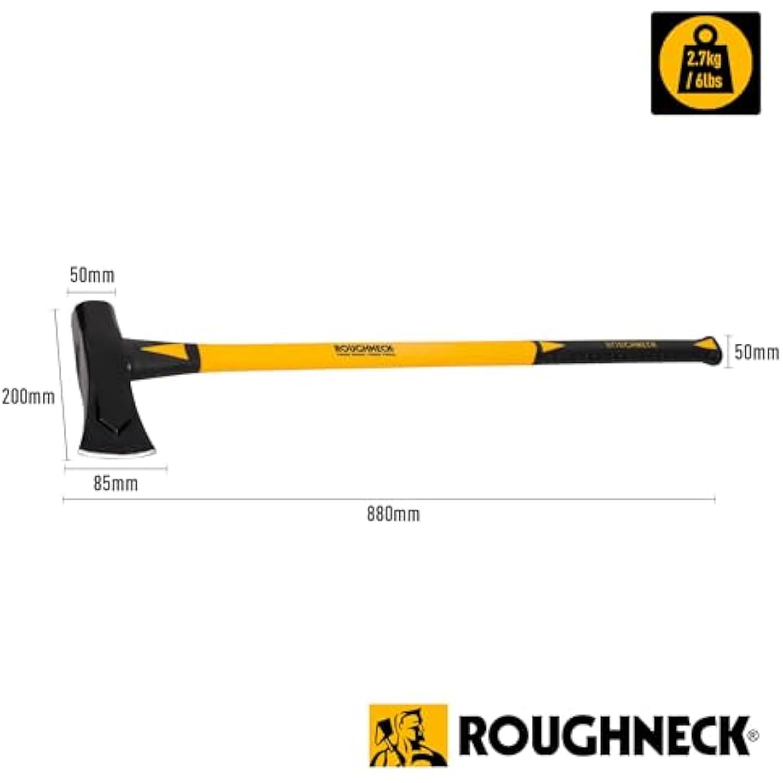 Roughneck 2.7kg/6lb Splitting Maul – Heavy Duty Fibreglass Log Splitter