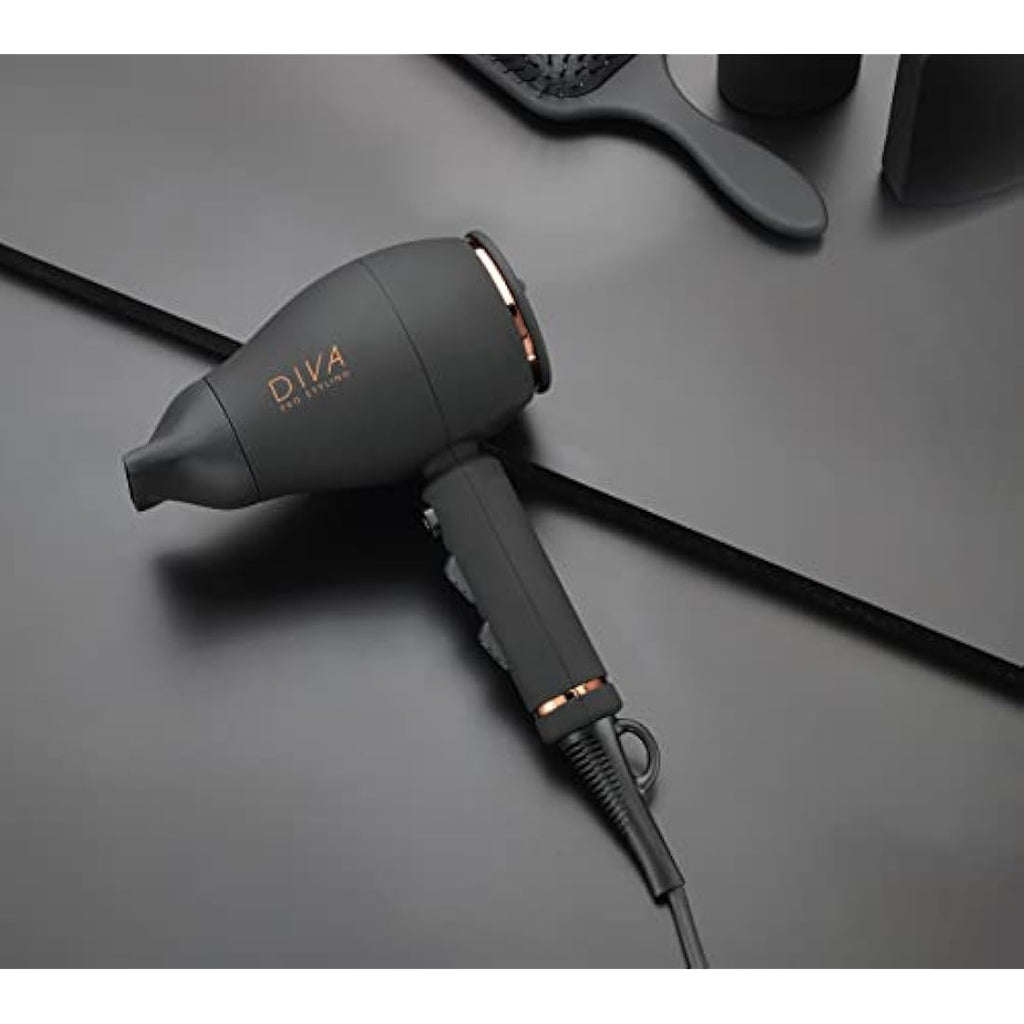 Diva Pro Styling Intenso 4000 Ionic Hair Dryer – 2000W Compact Black