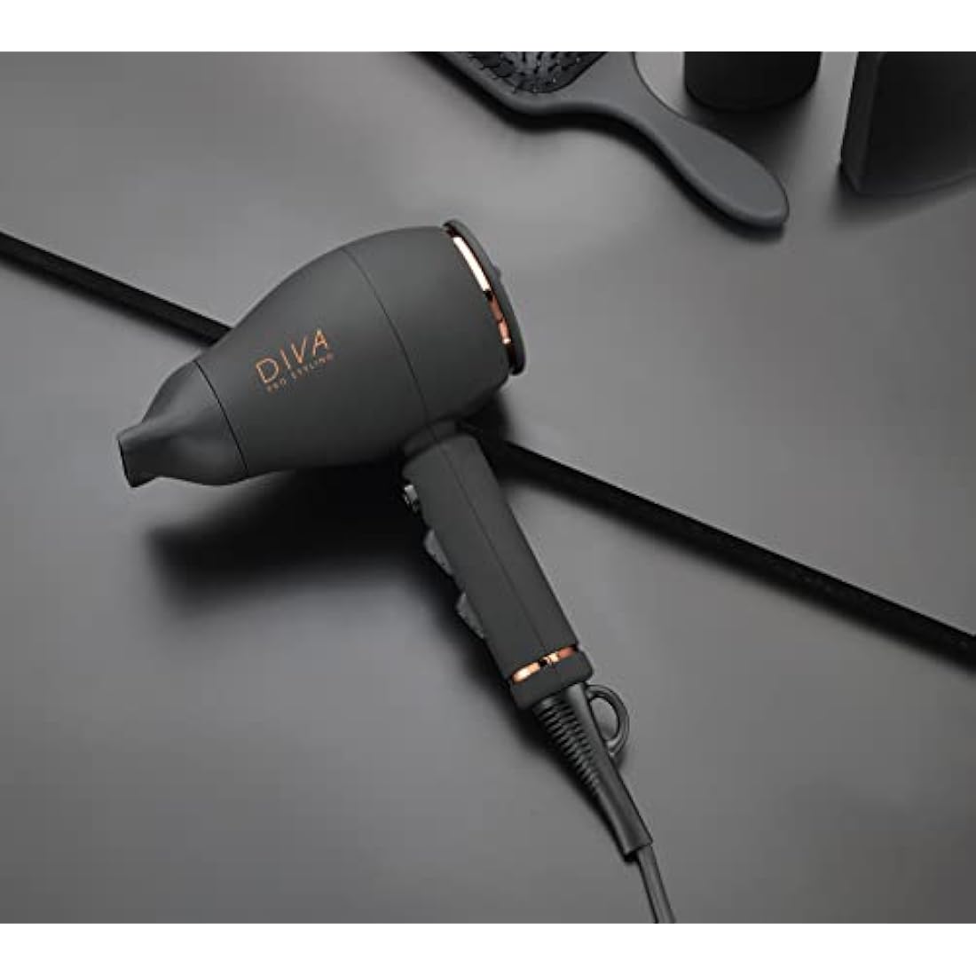 Diva Pro Styling Intenso 4000 Ionic Hair Dryer – 2000W Compact Black