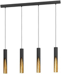 Eglo Barbotto 3-Light LED Pendant | Black & Gold Linear Ceiling Lamp