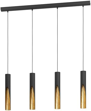 Eglo Barbotto 3-Light LED Pendant | Black & Gold Linear Ceiling Lamp