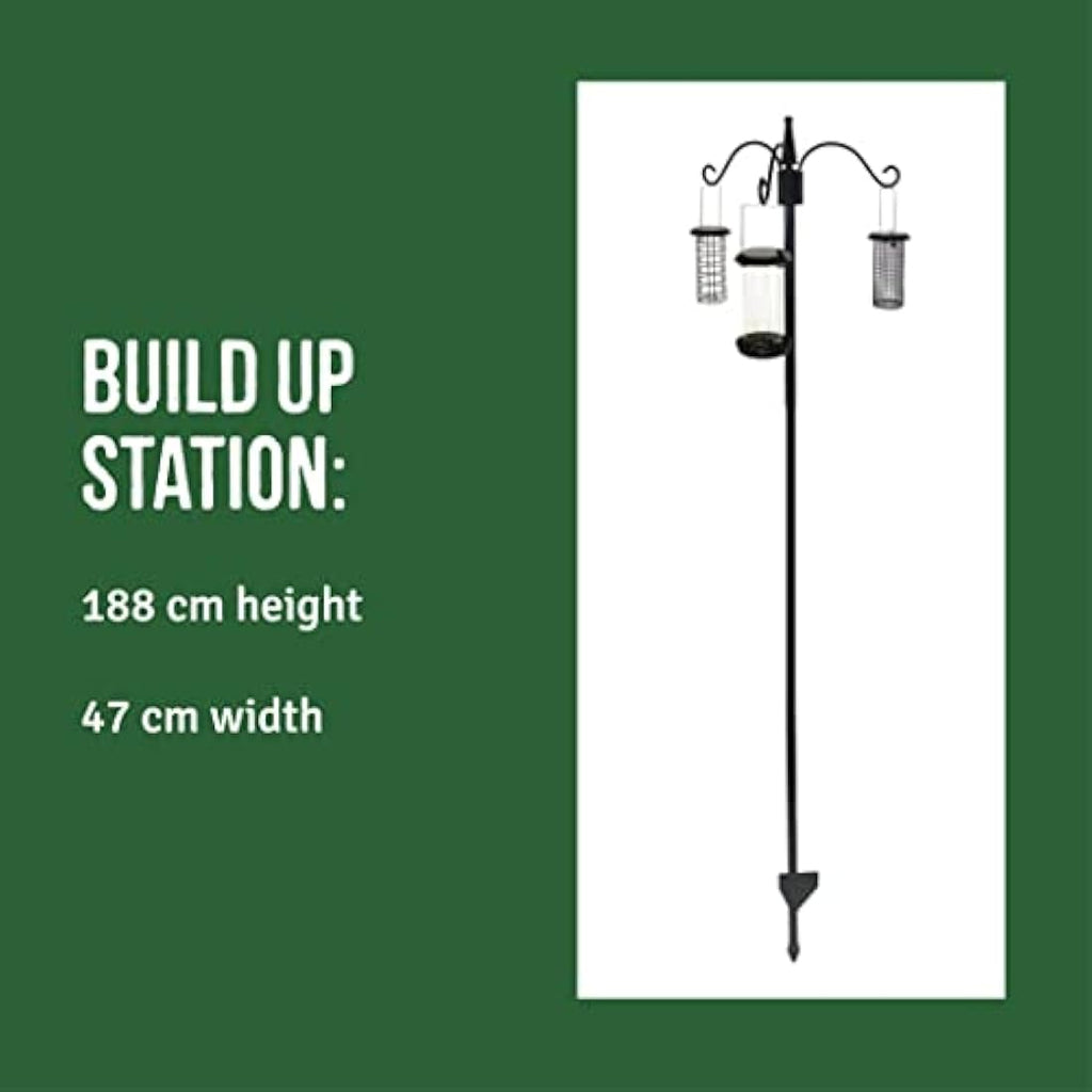 Honeyfield's Heavy Duty Bird Feeding Station | 3-Hook Garden Pole, Black
