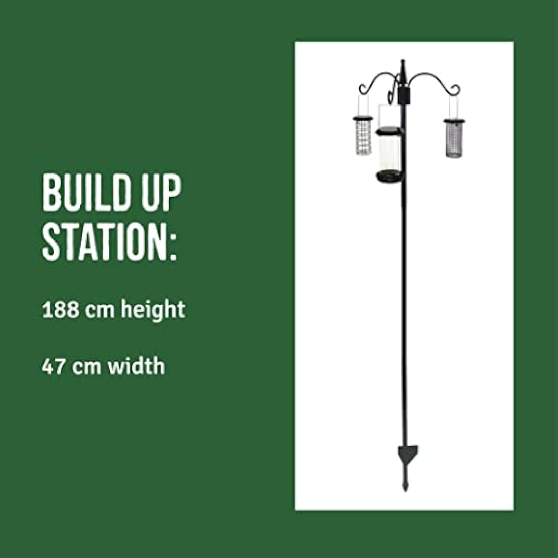 Honeyfield's Heavy Duty Bird Feeding Station | 3-Hook Garden Pole, Black