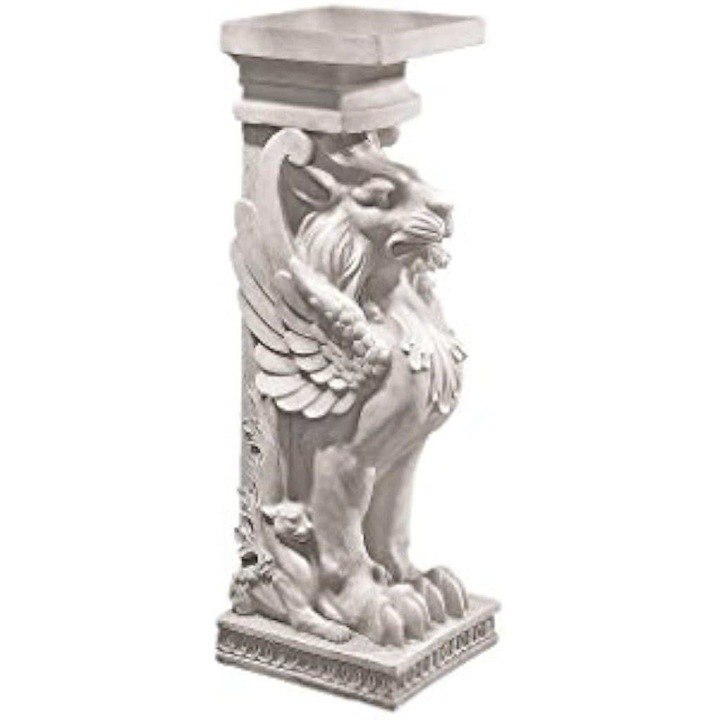 Design Toscano Winged Lion Roman Pedestal Plant Stand - Antique Stone