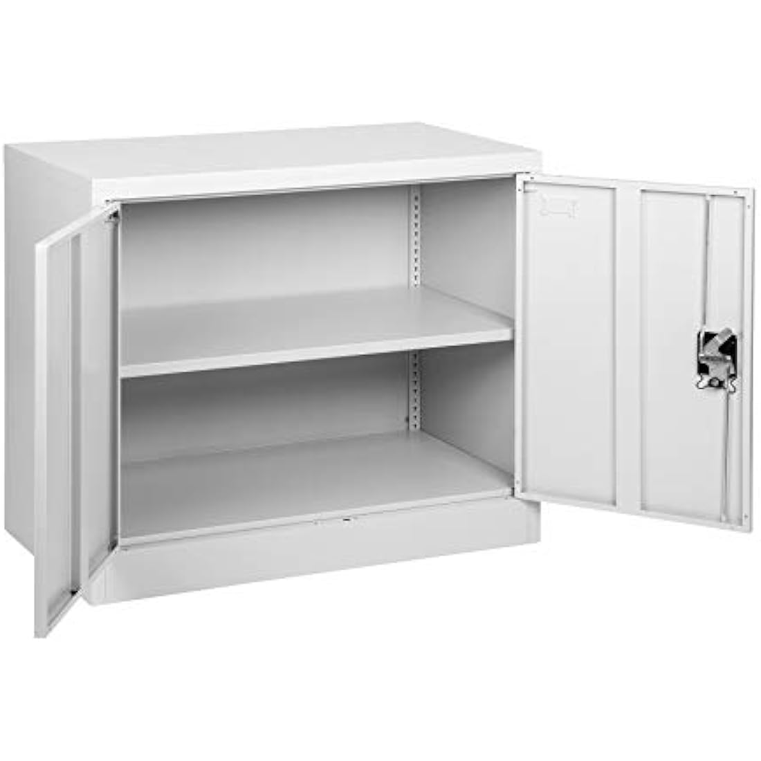 MMT Metal Office Storage Cabinet | Lockable 2 Door Cupboard - 90cm Grey