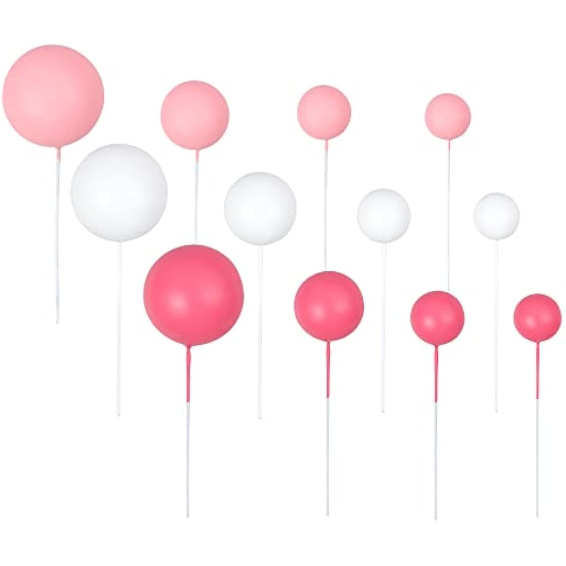 Gyufise 30Pcs Ball Cake Toppers | Pink & White Foam Cupcake Picks