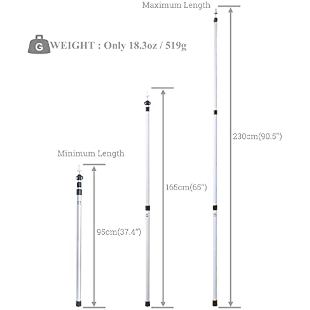 HIKEMAN Adjustable Aluminum Tarp Poles | Telescoping 90-230cm