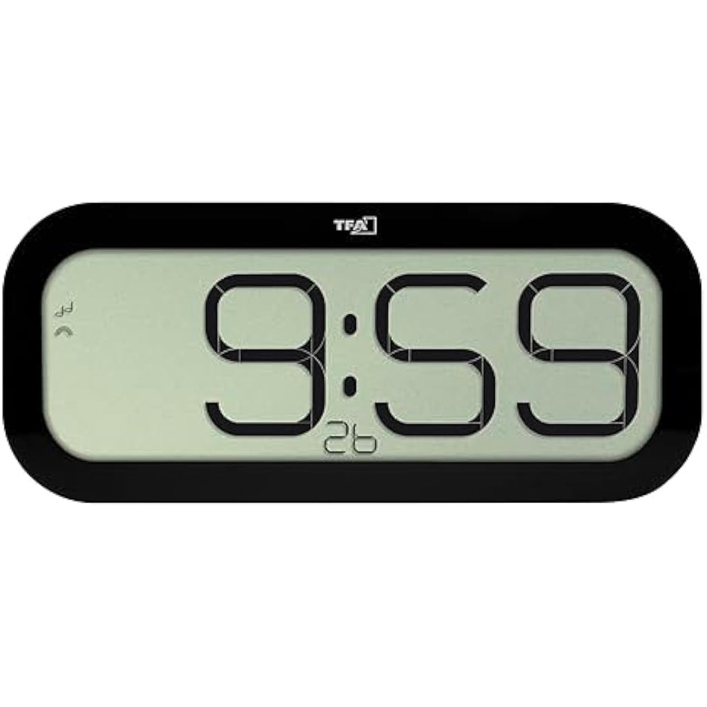 TFA Dostmann Radio Controlled Clock – 5 Alarm Sounds – Black 60.4514