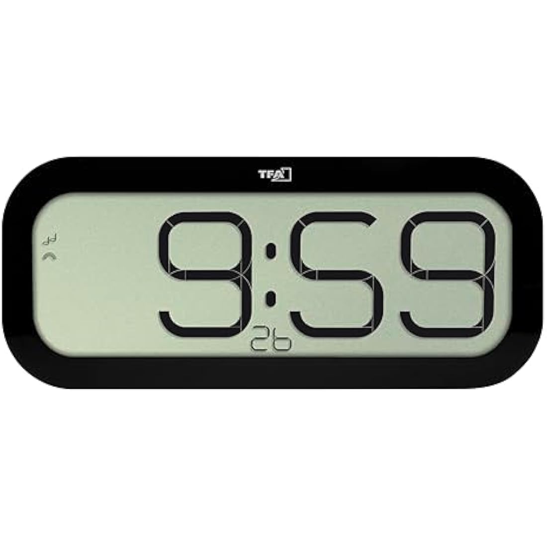 TFA Dostmann Radio Controlled Clock – 5 Alarm Sounds – Black 60.4514