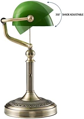 Jolof Store Green Glass Bankers Desk Lamp – Adjustable Vintage Table Light