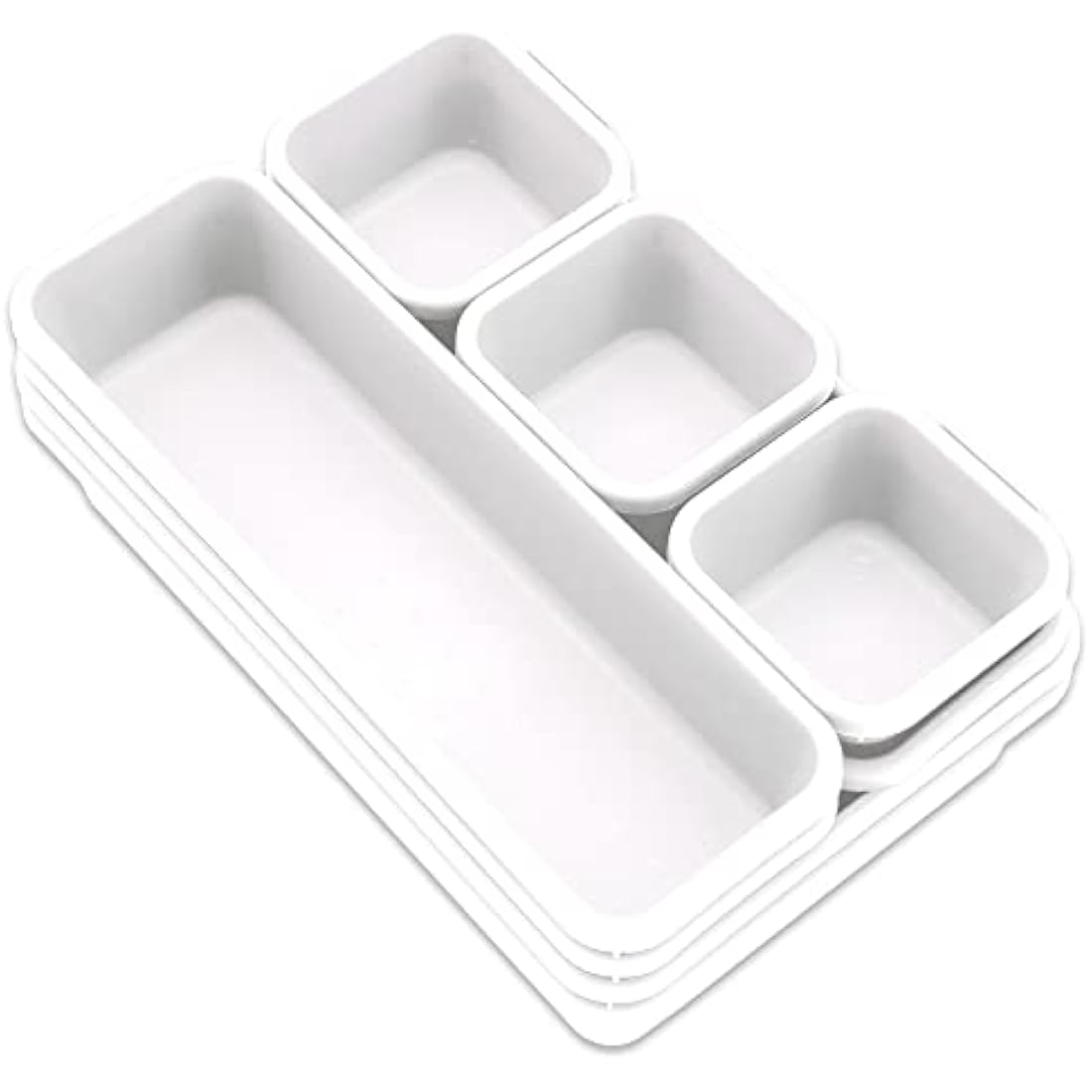 Addis 8-Piece Interlocking Drawer Organiser Trays | White Plastic Dividers