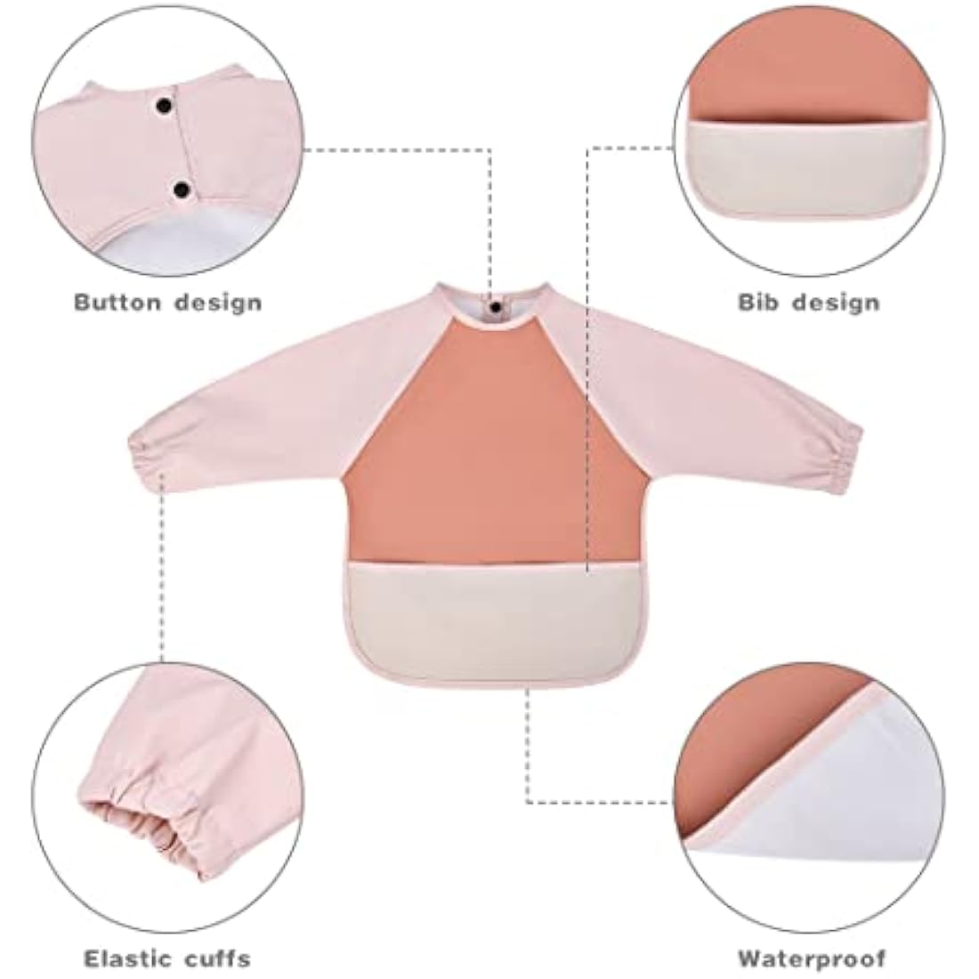 Vicloon Baby Weaning Bibs | Waterproof Long Sleeve PU Feeding Apron