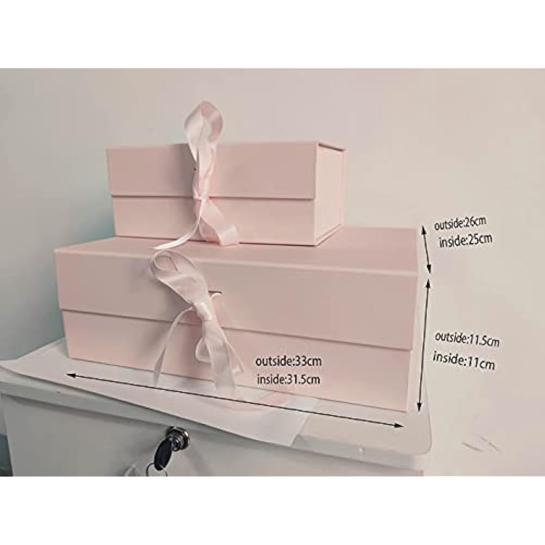 Jolof Store Pink Magnetic Gift Box - Large 33x26x11cm with Ribbon