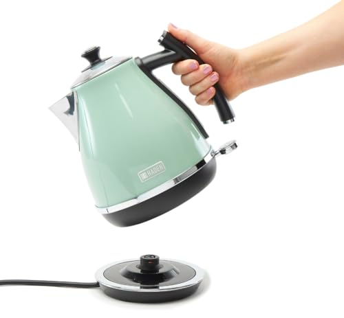 Haden Cotswold Green Electric Kettle – Retro Stainless Steel, 3KW