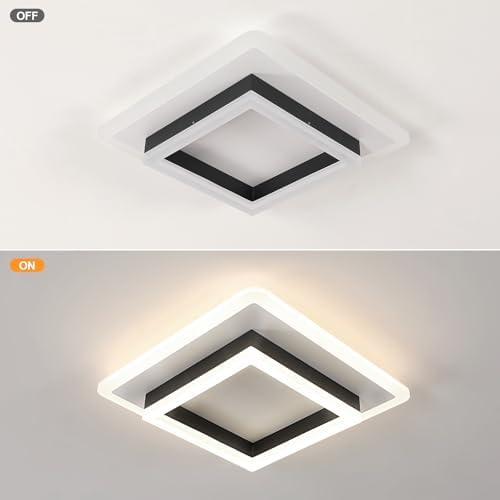 Comely Modern Square LED Ceiling Light – 30W 4500K Black & White