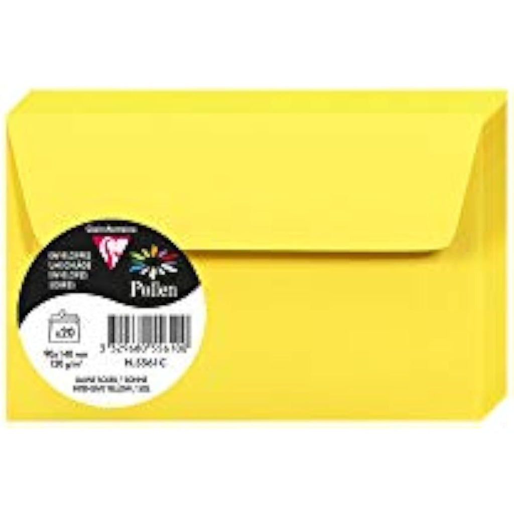 Clairefontaine Pollen Adhesive Envelopes - Intensive Yellow - 20 Pack