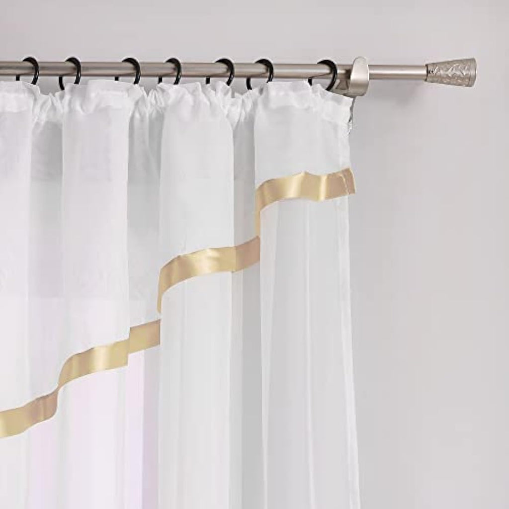 HongYa Voile Curtain with Satin Ribbons and Ruffle Tape - Sand 120x300cm
