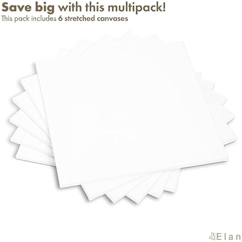 Elan 40x40cm Stretched Canvases | 6-Pack Triple Primed 100% Cotton