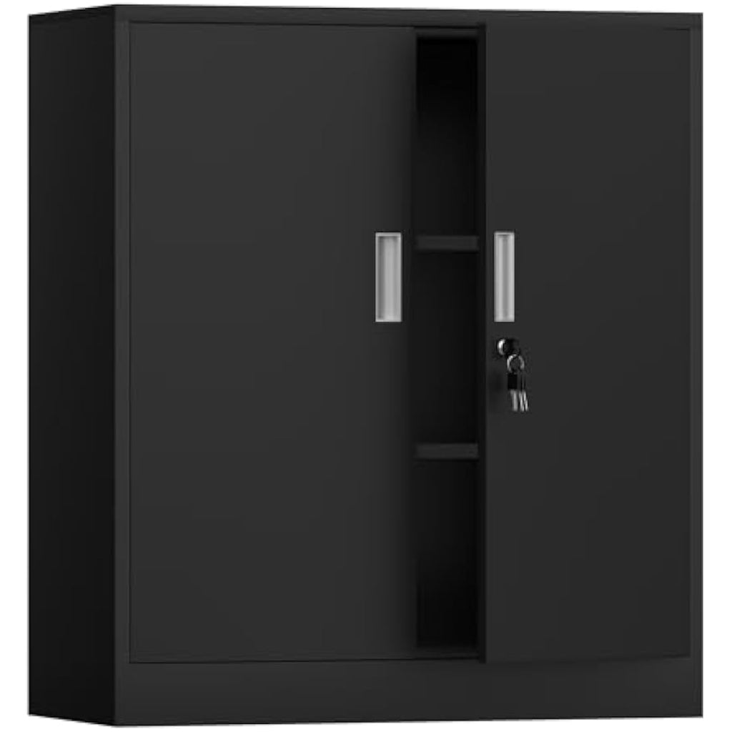 Metal Storage Cabinet | Lockable Cupboard with 2 Shelves