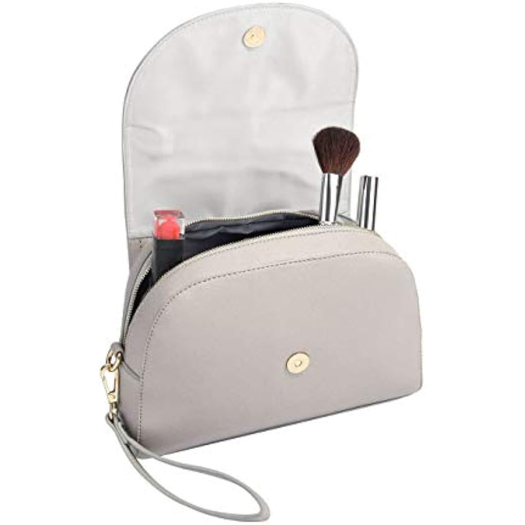 Stackers Taupe Wrap Around Makeup Bag | Travel Cosmetic Brush Case