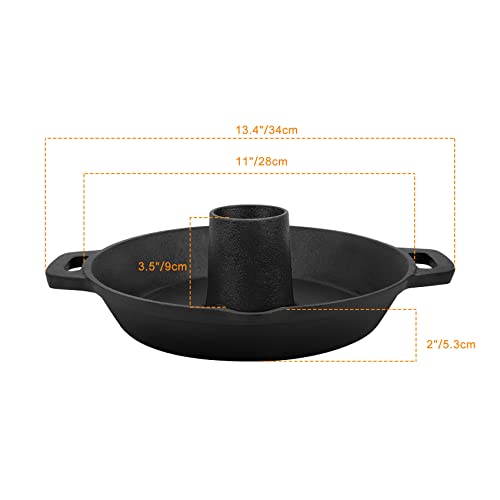Onlyfire Cast Iron Chicken Roaster Stand | BBQ Poultry Pan with Handles
