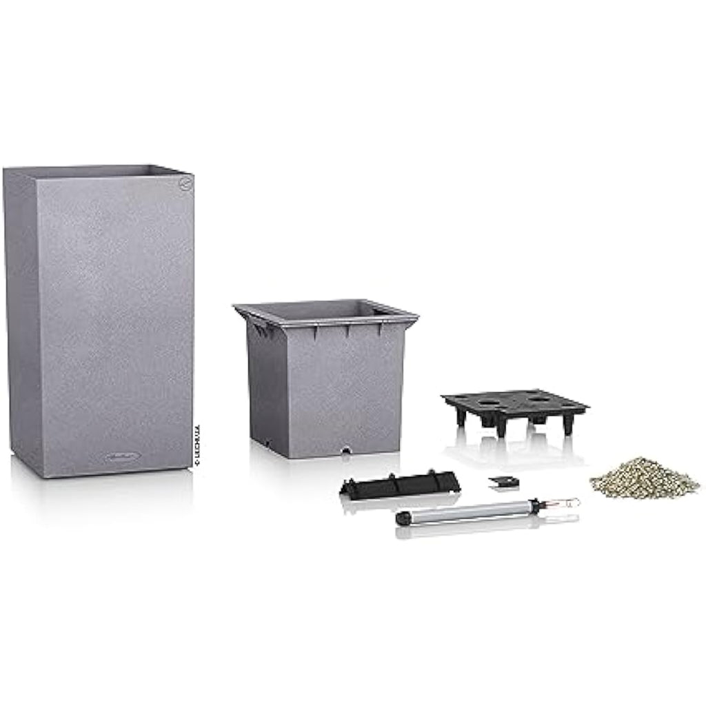 Lechuza Canto Stone 40 High Self-Watering Planter | Stone Grey Plastic