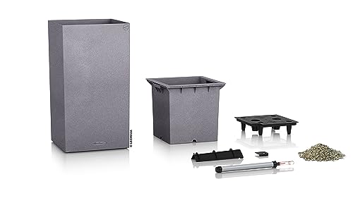 Lechuza CANTO Stone 30 Self-Watering High Planter | Stone Grey