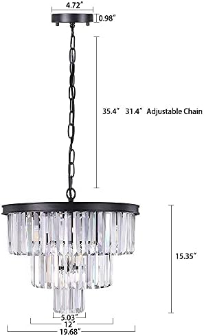 Wellmet 20" Crystal Chandelier – 3-Tier Modern 7-Light Pendant Fixture