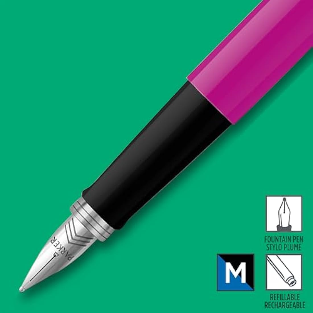 Parker Jotter Originals Fountain Pen | Magenta | Medium Nib | 2 Ink Refills