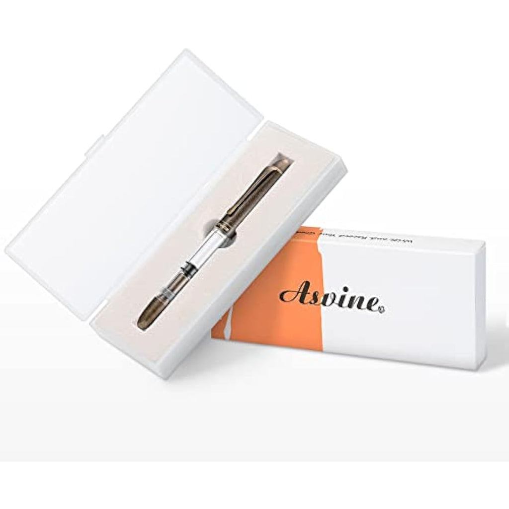 Asvine P30 Piston Fountain Pen | Retro Brass & Acrylic Fine Nib
