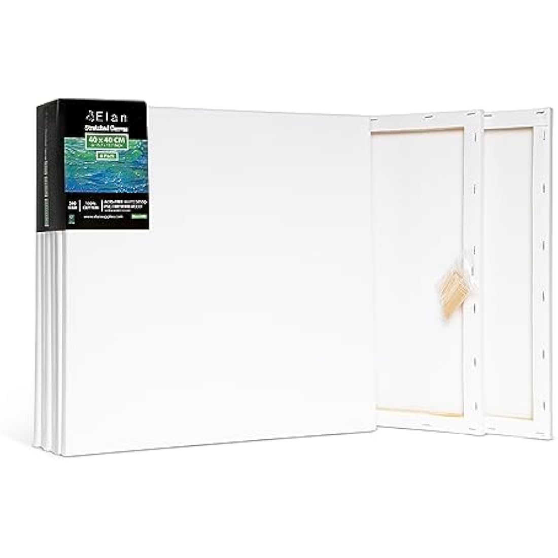 Elan 40x40cm Stretched Canvases | 6-Pack Triple Primed 100% Cotton