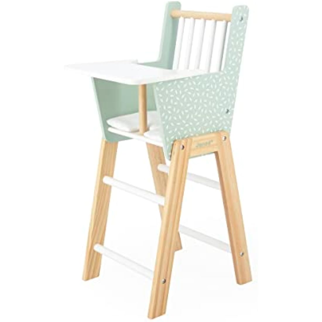 Janod Zen Wooden Doll Highchair – FSC Wood Pretend Play Toy, Green/White