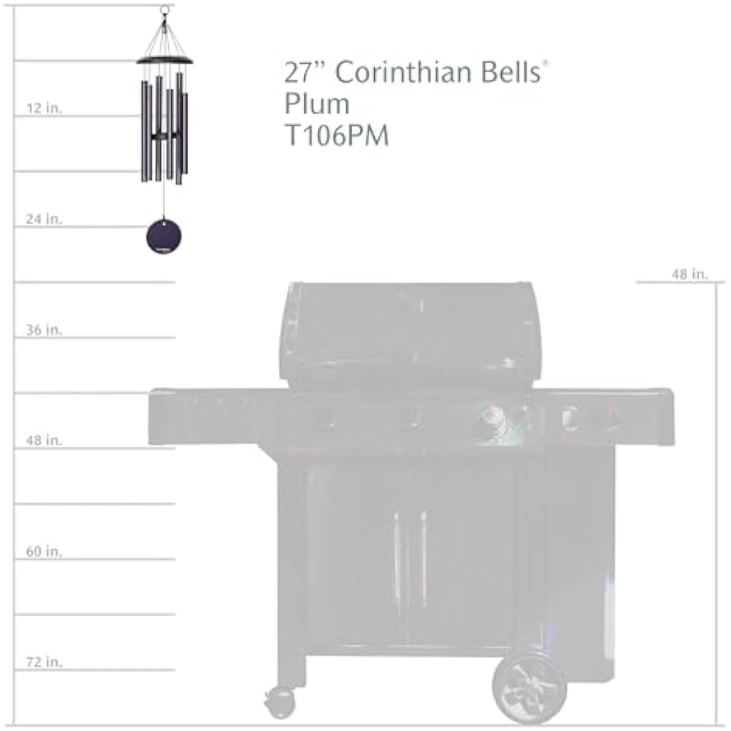 Corinthian Bells 27" Wind Chime – Plum Aluminum Outdoor Decor