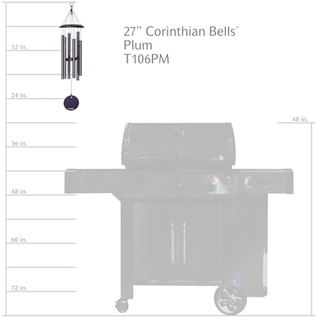 Corinthian Bells 27" Wind Chime – Plum Aluminum Outdoor Decor