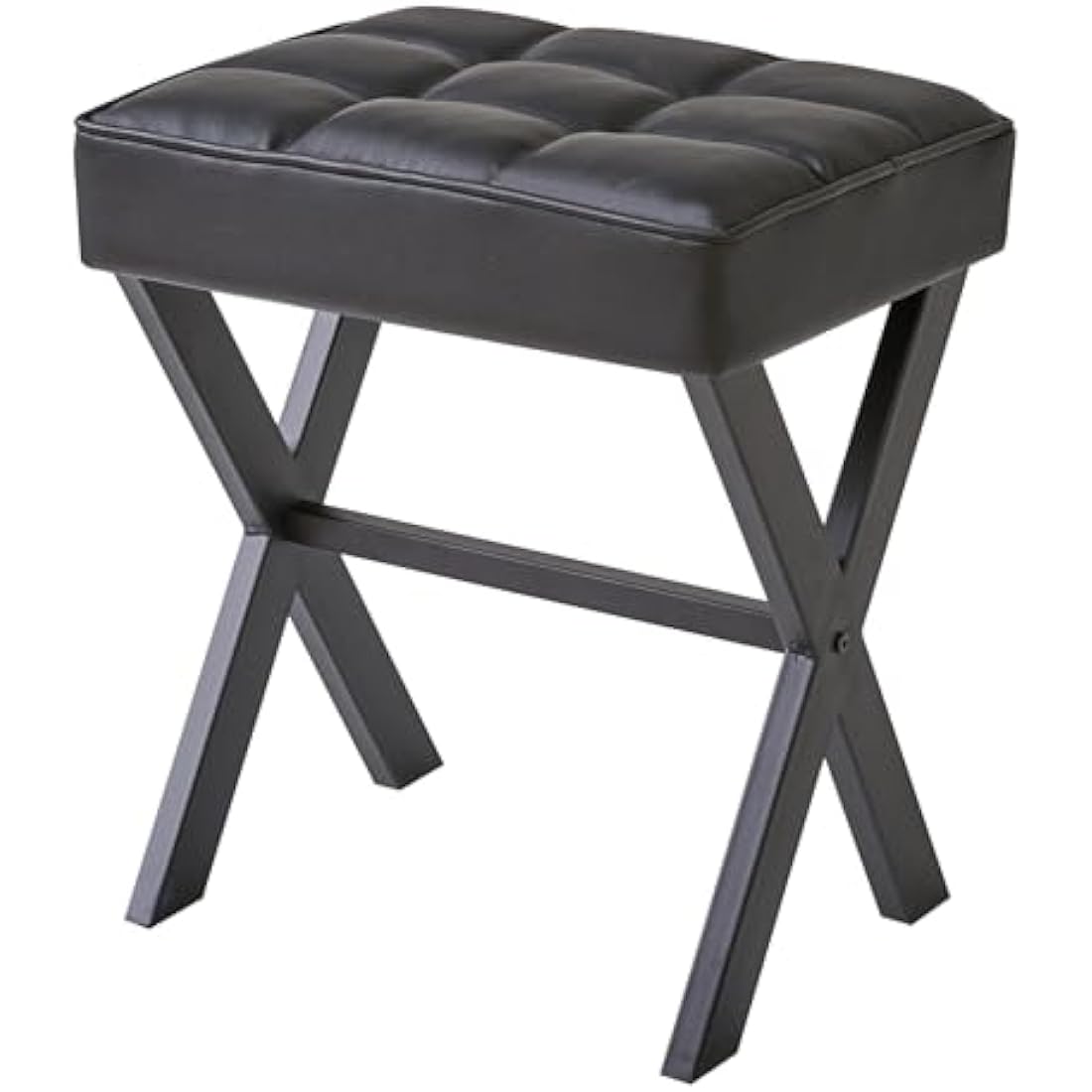 IBUYKE PU Leather Makeup Stool – Modern Vanity Ottoman with X-Legs