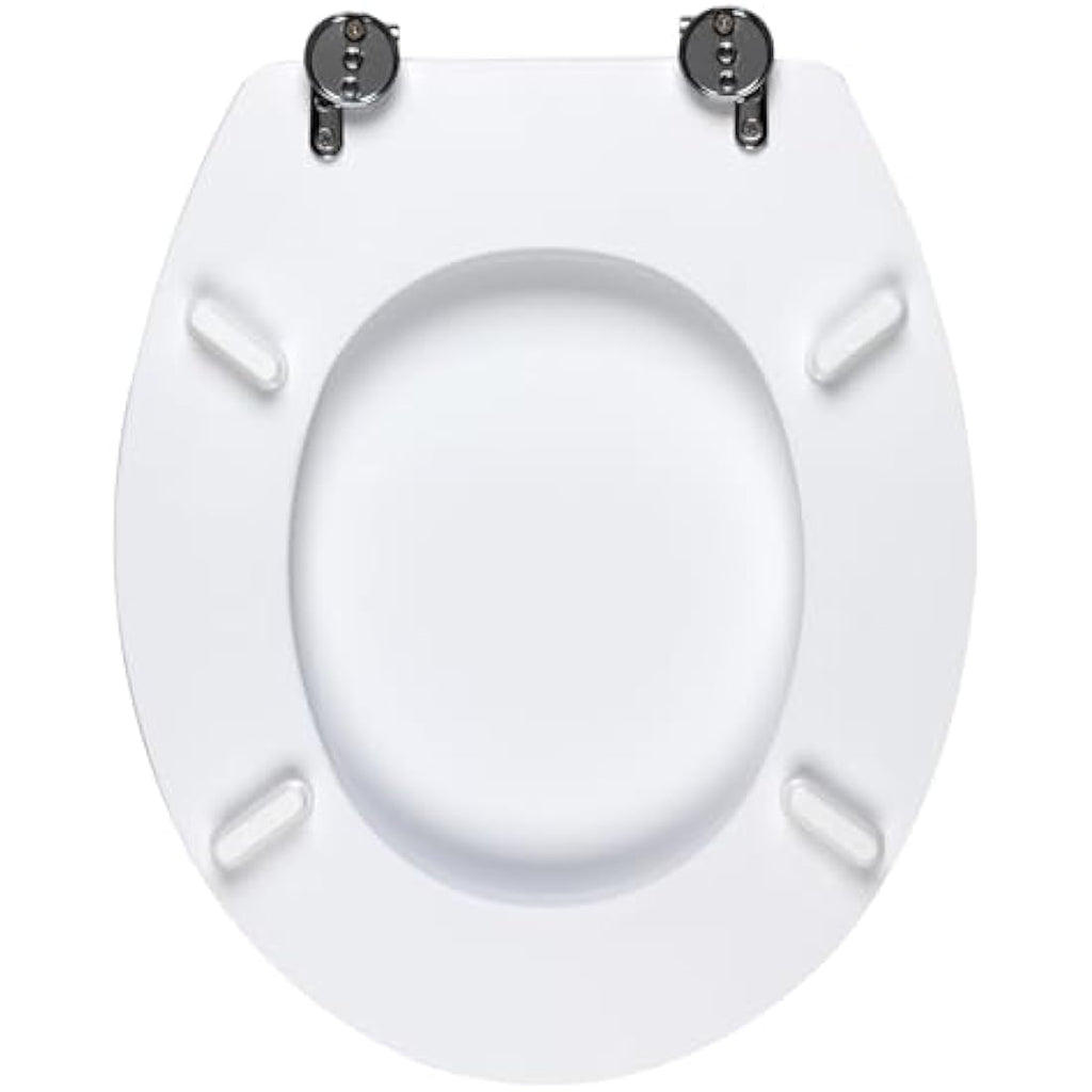 Beldray Oval White Wooden MDF Toilet Seat – Stainless Steel Hinges