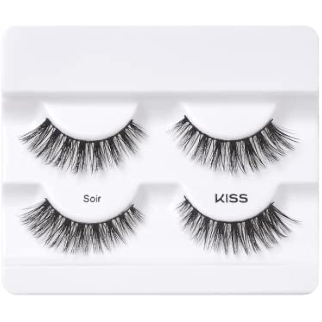 KISS Lash Couture Faux Mink False Lashes – Soir 2-Pair Pack with Glue