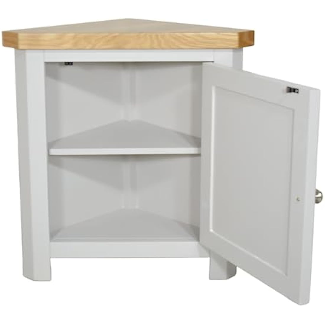 Painted Corner Cabinet | Solid Oak Top Storage Unit - Grey