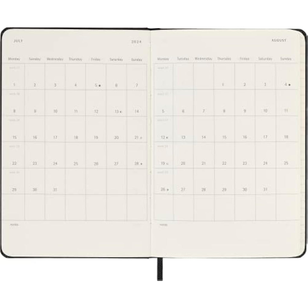 Moleskine 18-Month Weekly Planner – Horizontal Hard Cover Pocket, Black