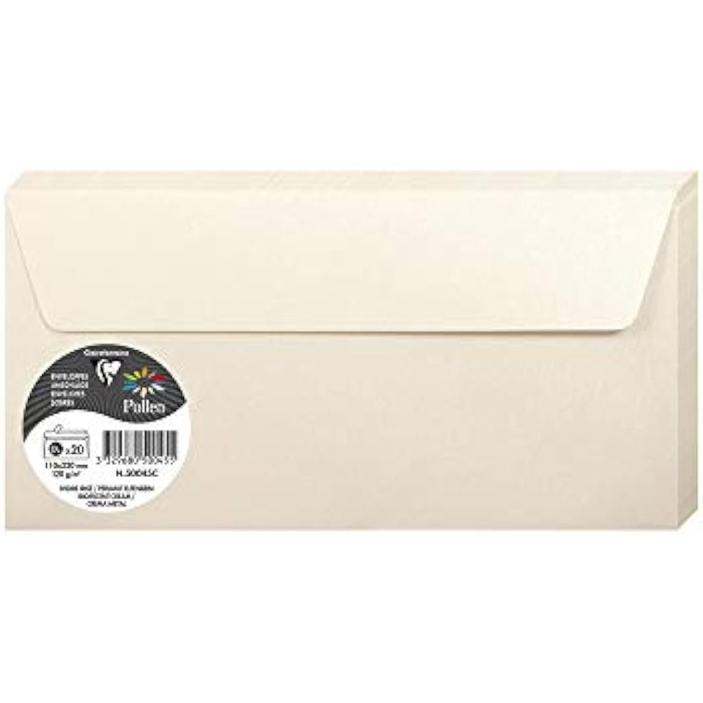 Clairefontaine Pollen Iridescent DL Envelopes – Cream 120gsm (20 Pack)
