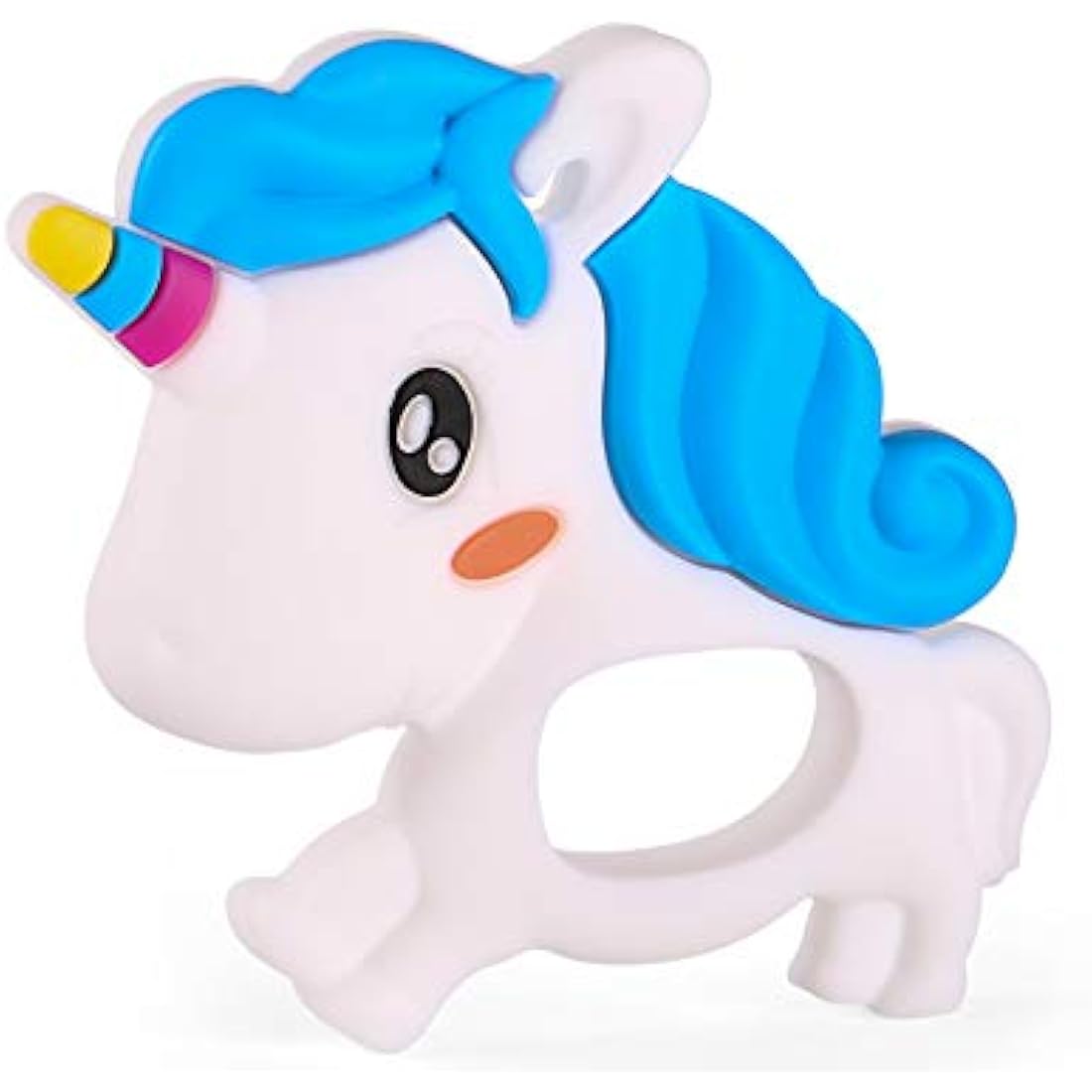 PREMYO Silicone Baby Teething Toy – BPA-Free Unicorn Teether, White/Blue