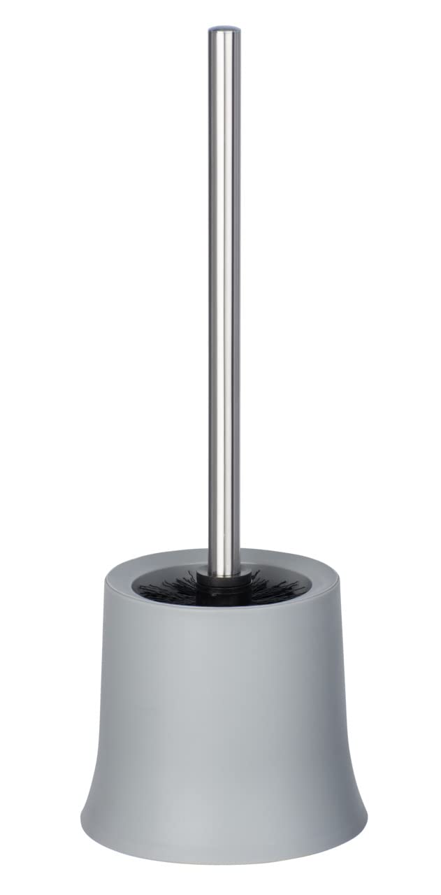 WENKO Escobillero WC Basic Gris – Portaescobillas de Plástico Moderno